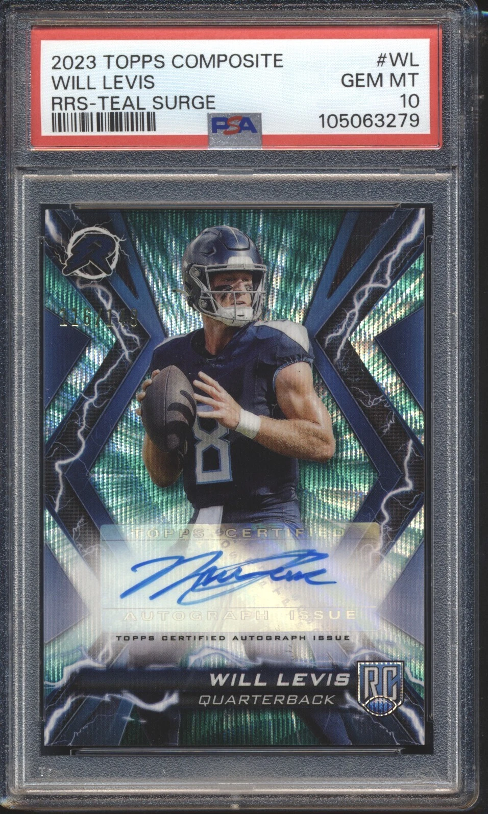 Will Levis Topps Composite Resurgence Rookie Signatures #WL Teal Surge