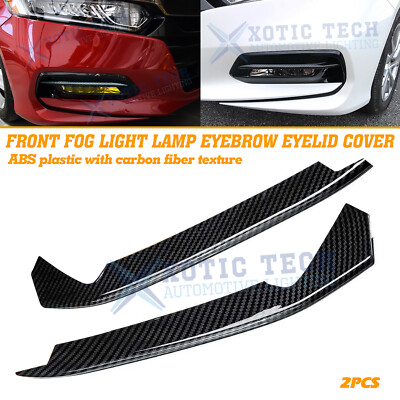 2x Carbon Fiber Style Front Fog Light Lamp Trim Cover For Honda Accord 2018-2020