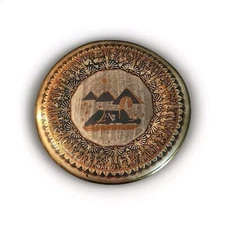 EGYPTIAN HANDMADE ETCHED METAL WALL PLATE DECOR SPHINX PYRAMIDS 12”