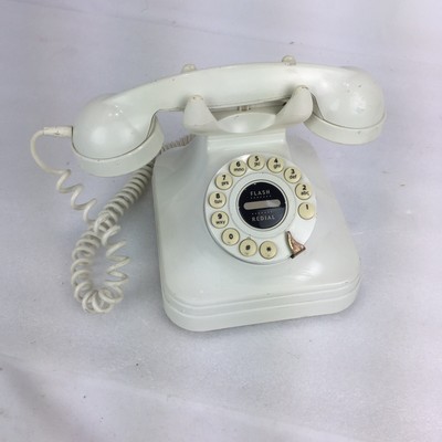 Pottery Barn Retro Grand Phone Push Button Rotary Style White Ebay