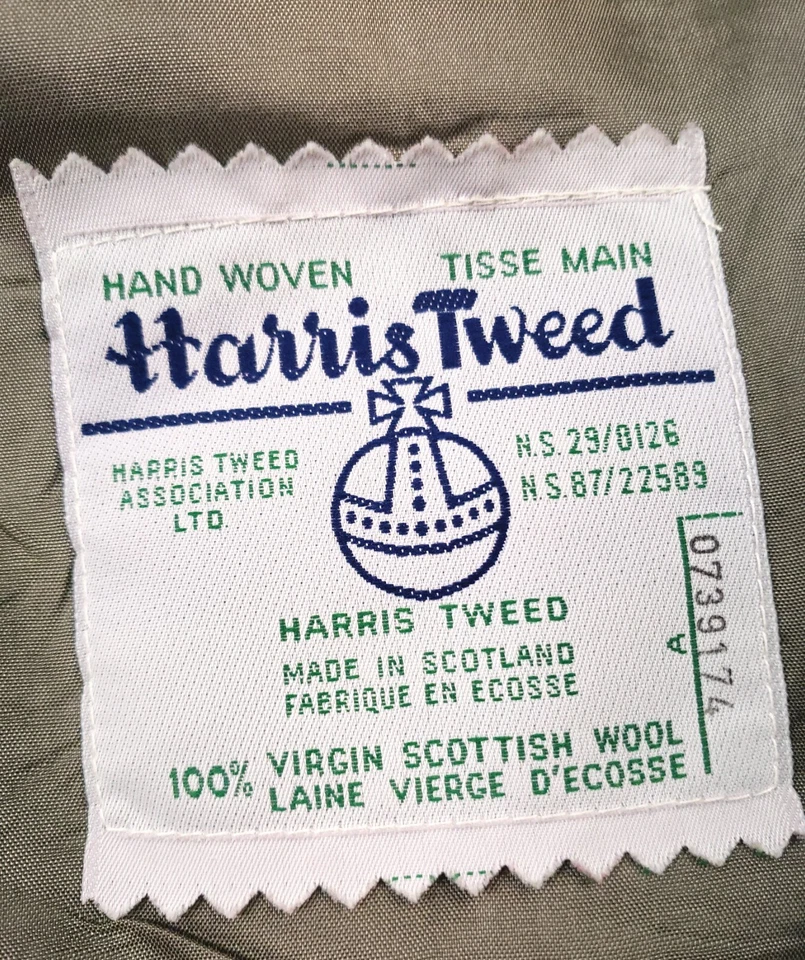 Abrigo deportivo de lana Tweed Herringbone 38R gris con rayas moradas y verdes Foto 4 de 4