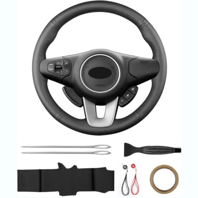 For Kia 2013 Carens Steering Wheel Cover Hand-Stitching Leather Wrap