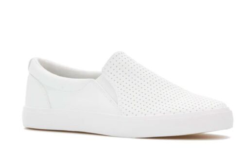 Perry Ellis Mens White Vegan Leather Slip On Luxury Sneakers Shoes Size 9