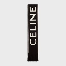 CELINE SCARF IN WOOL AND CASHMERE  COLOR : BLACK / OFF WHITE  ONE SIZE