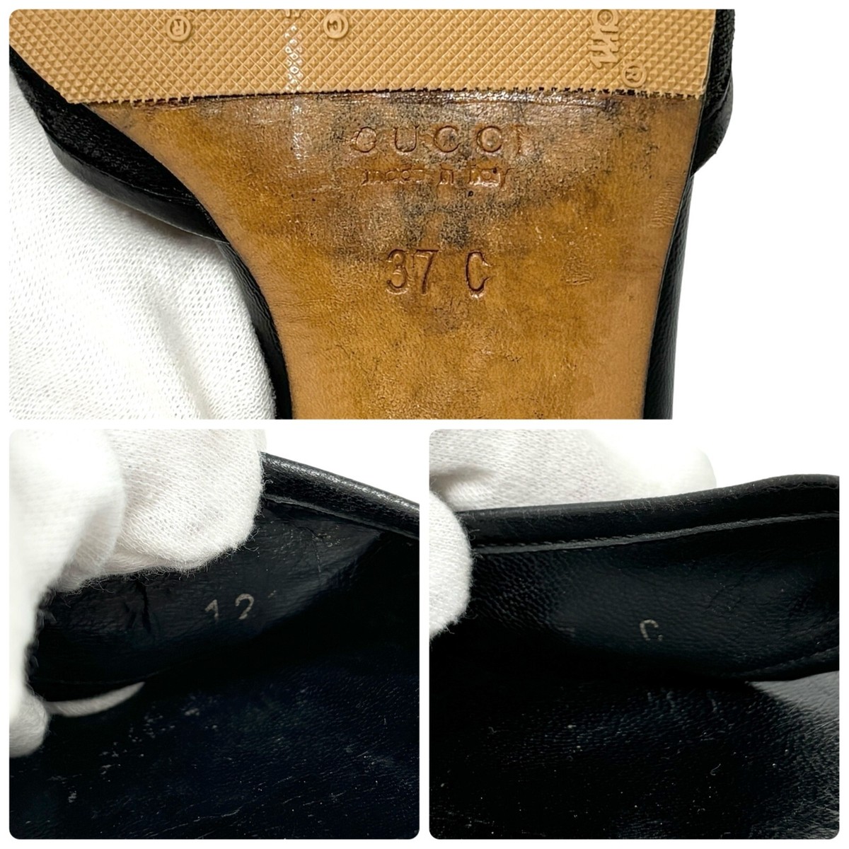 GUCCI Vintage GG Monogram Logo Horsebit Sandals #37 US 7