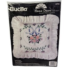 Bucilla Floral Heart Stamped Cross Stitch Kit Square Pillow Home Decor Sealed