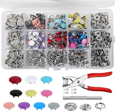 Set Bottoni a Pressione Con Pinza, Metallo, Senza Cuciture, 200 Set per DIY, Bam