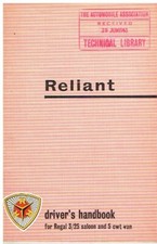 RELIANT REGAL 3/25 SALOON & 5 cwt VAN ORIGINAL 1962 INSTRUCTION HANDBOOK *VGC*