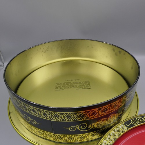 Vintage Asian Tin Box Tray Lid Two Sided T'ang Dynasty Litho Art Red White 13.5" - Picture 22 of 24