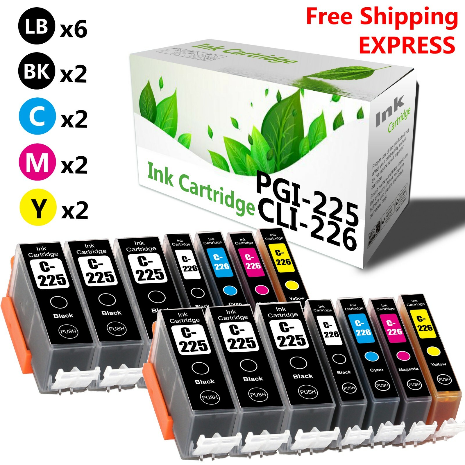 14 Pack PGI225 CLI226 Ink Cartridge use for Canon PIXMA IX6520 PIXMA MG6110