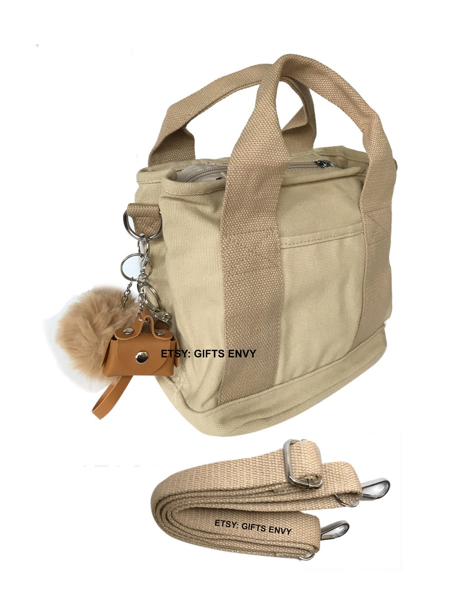 9x8 Small Beige Canvas Tote Bag Woman Bag Gift Crossbody Canvas