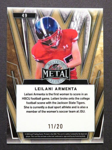 2024 Leaf Metal Women Of Sport Leilani Armenta Silver Wave Rookie Card 11/20 - Picture 2 of 2