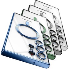 For Samsung Galaxy S25 Ultra S24 S25 S22 Clear Case Slim Plating Mag Safe Cover