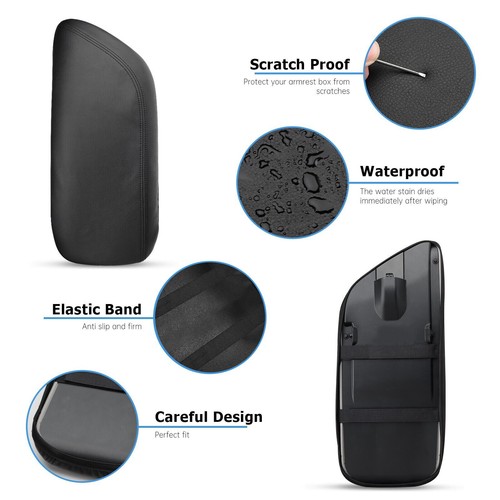 Custom Fit For 2018-2024 Toyota Camry Leather Center Console Armrest Cover Black - Picture 5 of 11