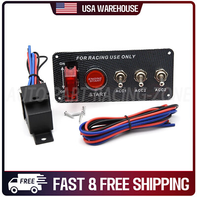12V Ignition Switch Panel&Racing Car MarineToggle Switches 5-in-1 w/ Relay