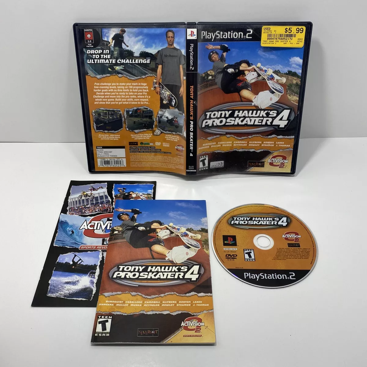 Tony Hawk's Pro Skater 4 (Sony PlayStation 2, 2002) for sale