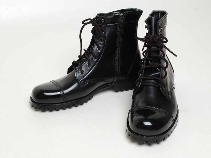 Mens Black Leather Cap Toe Lace Up Combat Boots with Side Zipper REACTION Captain Combat Boot – Black Zip | Kenneth Cole main image 4