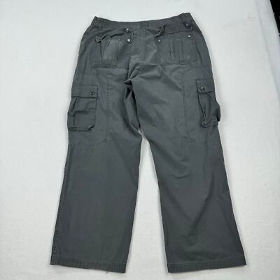 Vintage Lee Dungarees Pants Sz 35x28 Grey Cargo Straight Leg Loose