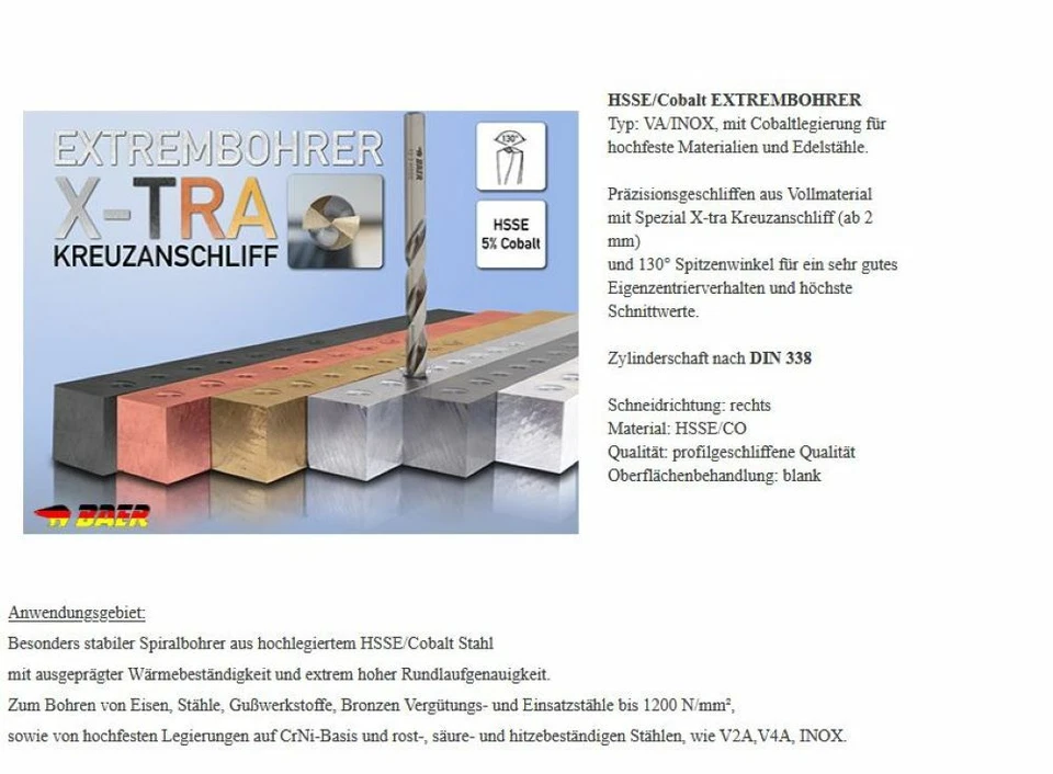 Spiralbohrer Bohrer Edelstahlbohrer Metallbohrer von 3,3 - 6,2 mm zur Auswahl - Bild 2 von 3