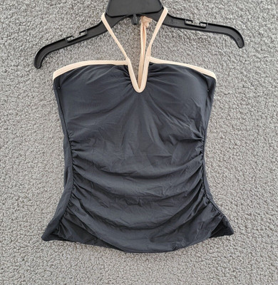Calvin Klein V-Wire Bandeau Halter Tankini Top Women's XS Black Pullover Style