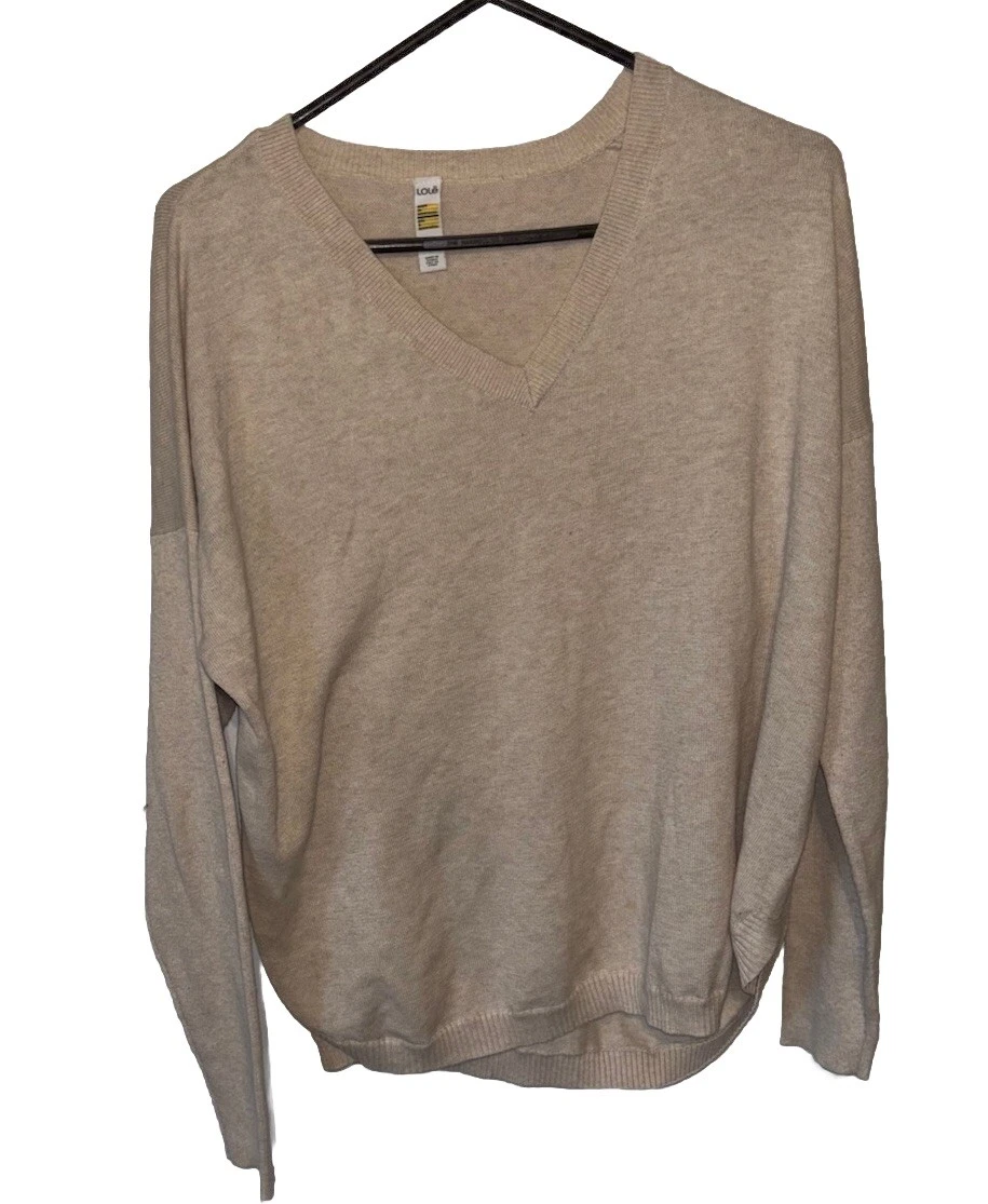lole martha v neck cotton blend sweater