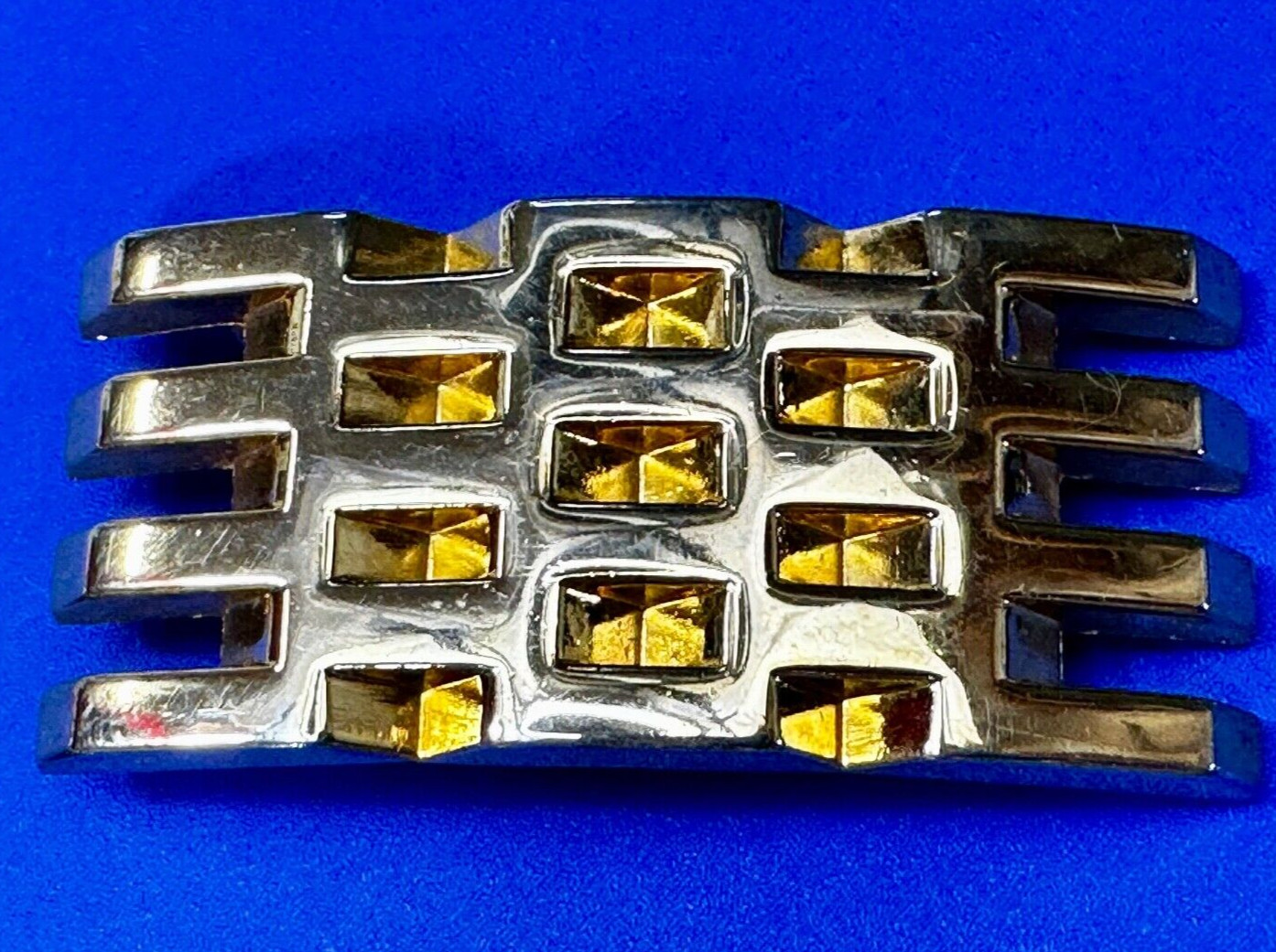 Retro Chunky Statement Bar Pattern Large Gold Ton… - image 1