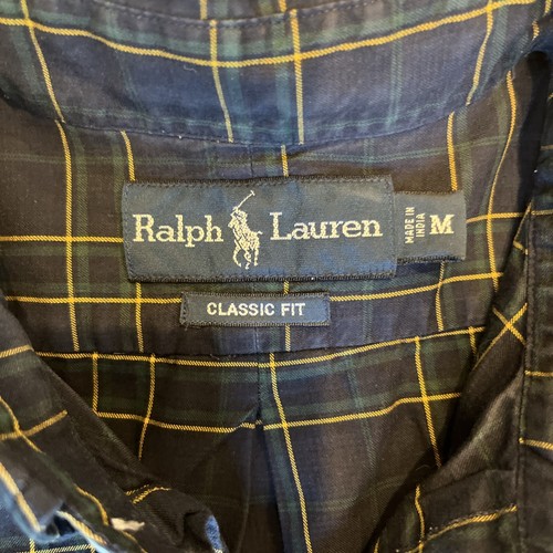 Ralph Lauren dunkelblau gelb kariert klassisch Oxford Hemd grün Pony - Bild 10 von 15