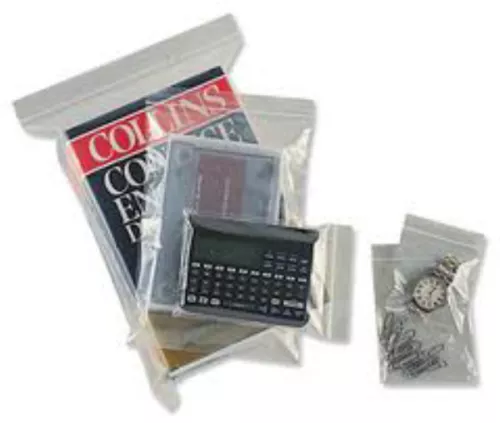 500x small polythene plastic grip zip seal bags 3.5x4.5 image 1