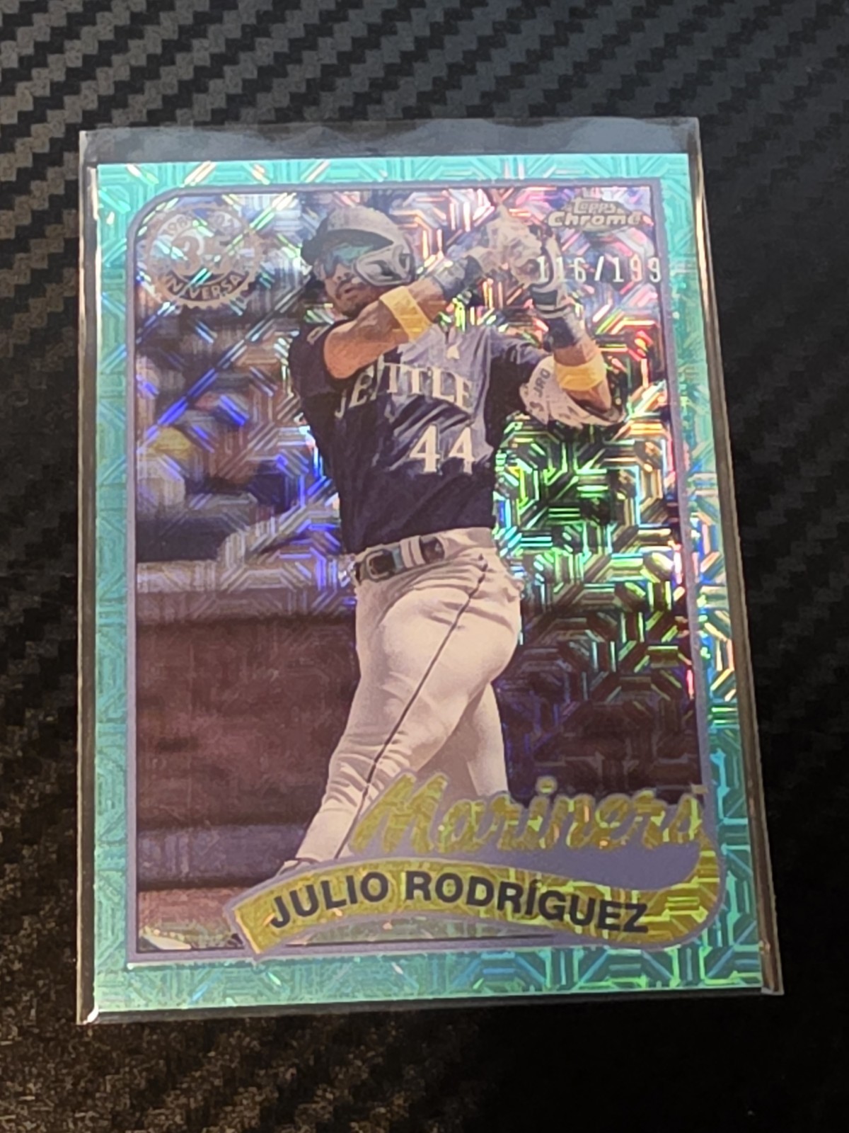2024 Topps Julio Rodriguez #2T89C-88 Silver Pack Chrome Aqua Parallel 116/199
