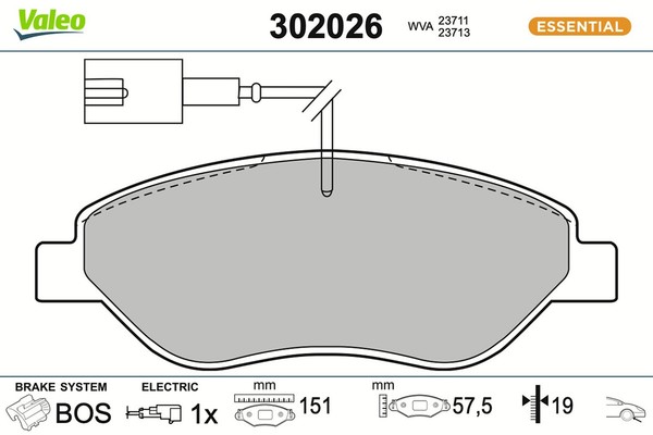 Valeo Bremsbelagsatz Scheibenbremse Essential 302026 FüR Stilo Fiat Lancia Alfa-image