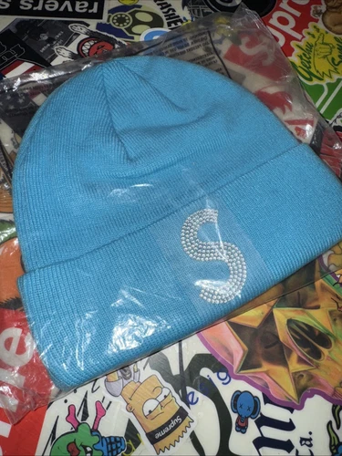 Bonnet sarcelle logo Supreme New Era x Swarovski S SS21