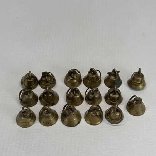 Vintage Brass Mini Jingle Bells Lot 15 Small Hanging Craft Gold Tone Decor
