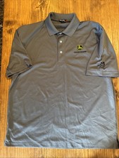 Vintage Gray Dry Fit John Deere Embroidered Logo Size Large Polo