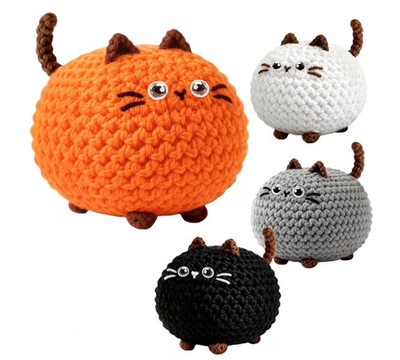 4Pack Amigurumi Cat Family Set Step-by-Step Video Tutorial Beginner Crochet Kit