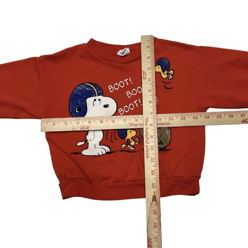Vintage Snoopy Peanuts Sweatshirt Youth Small Red Boot Boot Football 50/50 90s - Picture 3 of 7