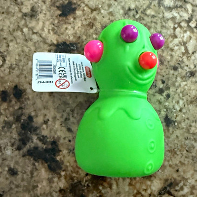Schylling Squeeze Toy Stress Reliever, Rubber, Green w/ Pink Purple Orange Bumps