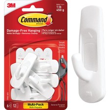 Command Small Utility Hook Value Pack, White, 6 Hooks, 12 Strips 17002-6ES 1.24 per strip