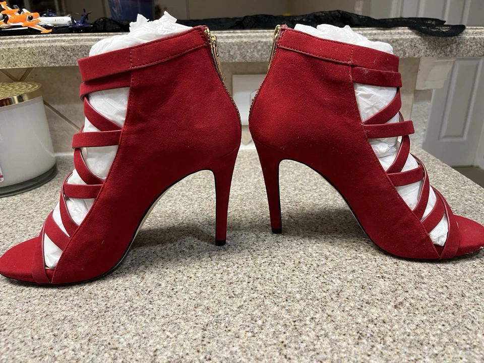 Mujer Michael Kors Rojo Sweude Tacones Cuero Talla 6 1/2 Foto 3 de 4