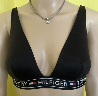 Tommy Hilfiger Triangel Bralette XS Schwarz/Weiß mit Logo-Unterbrustband TOP