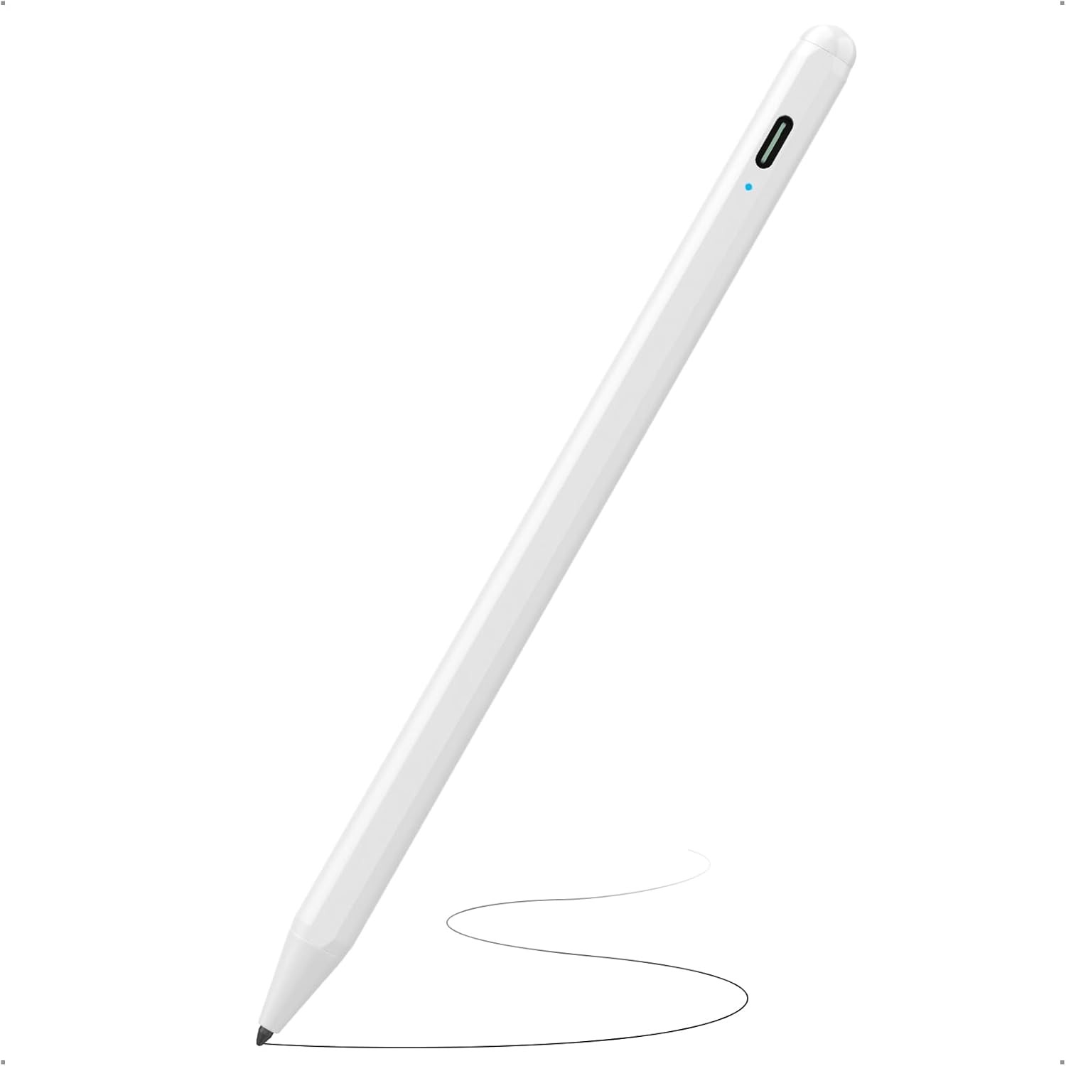 iPad Stylus Pen for 2018-2025 Models - Fast Charging, Palm Rejection, White