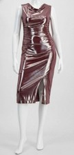 Vince Camuto Womens Red Metallic Cowlneck Ruched Dress Sz 12