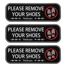 3Sheets Please Remove Your Shoes Sign, 9 x 2.95 inches, Black with White Text