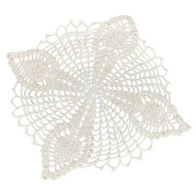 Small Crochet Doily Pineapple Pattern 6.5'' x 6.5'' Beige Dainty Cottagecore Lace 