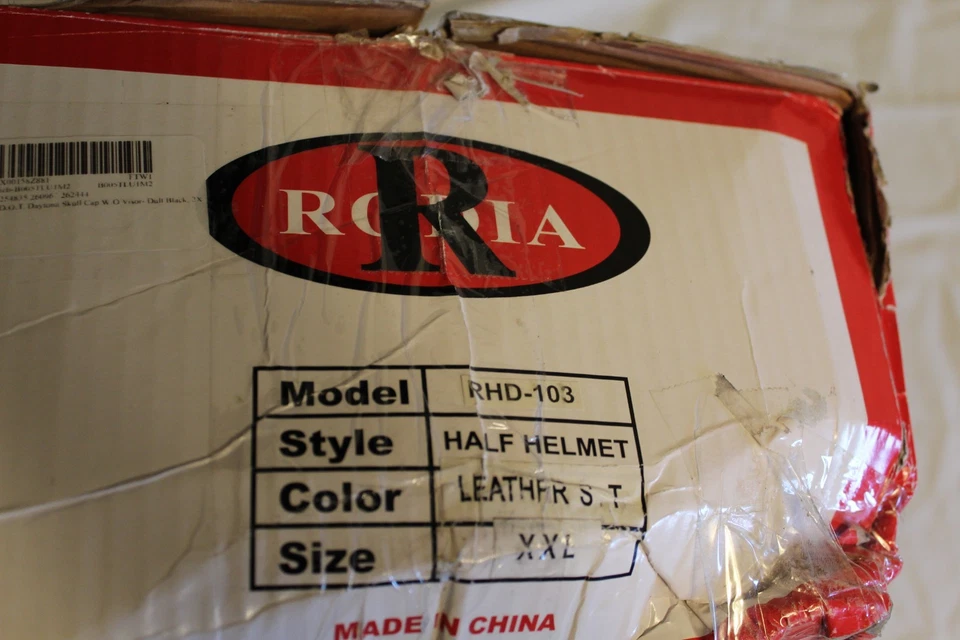 Casco Rodia RHD103 Alemán Motocicleta Medio Fibra de Vidrio DOT Moto Negro Adulto XXL Foto 2 de 4