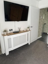 Radiator Cover Modern MDF Wood White Horizontal Slat Living Room Bedroom Hall...