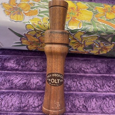 Vtg P.S. OLT Model MKV Duck Call Wooden Mallard Pekin Illinois Waterfowl NICE