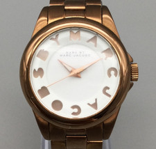 Marc By Marc Jacobs MBM3112 Womens 37mm Watch Rose Gold Tone New Battery 6.75"