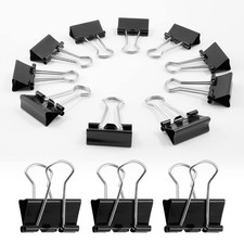 40 Pack Metal Paper Clips, Small, Medium  Large Size 1 Inch/25mm Black Id...