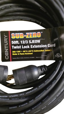 Sub Zero 50 ft. 12/3 SJE0W Twist lock Extension Cord NEMA L14-30P to L14-30R