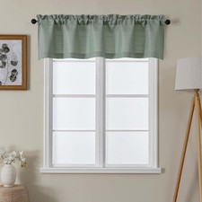 Sage Green Burlap Textured Window Valance 60x14 Rod Pocket Short Curtain Panel